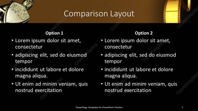 Comparison presentation slide layout