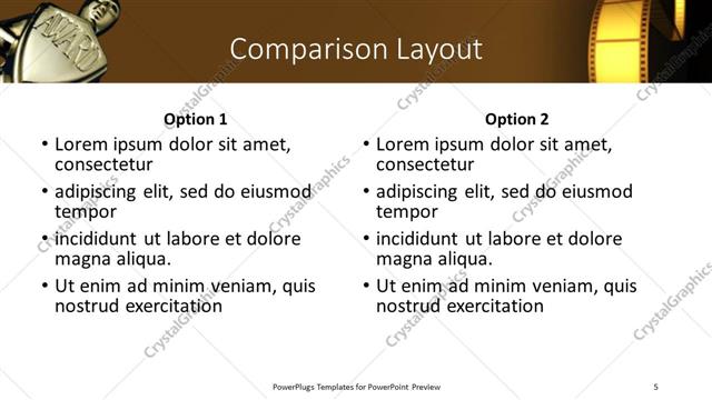 Comparison presentation slide layout