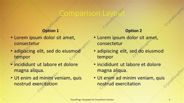 Comparison presentation slide layout