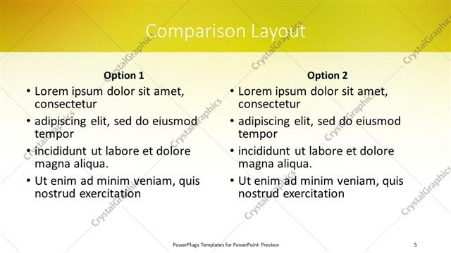 Comparison presentation slide layout