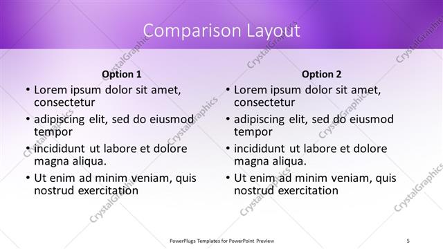 Comparison presentation slide layout