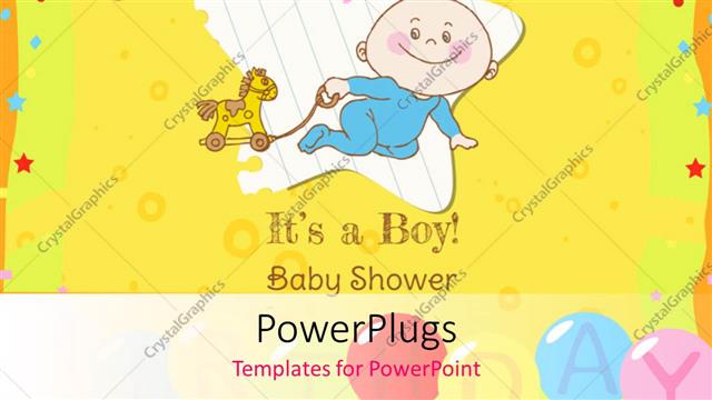  Presentation with kid happy birthday - Baby Boy Shower and Arrival Card with image of a happy baby boy