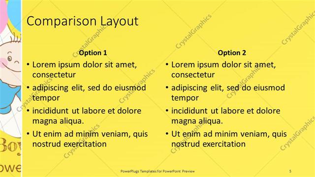 Comparison presentation slide layout