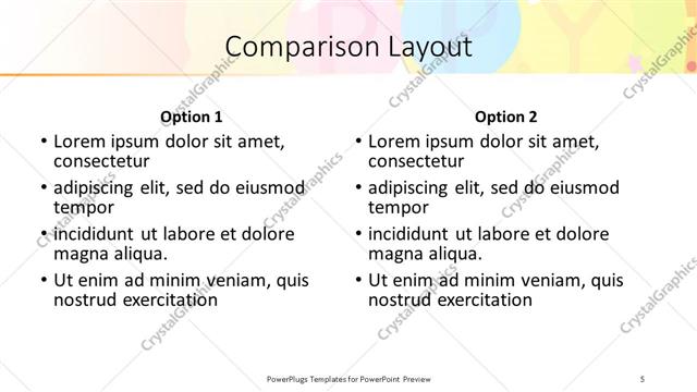 Comparison presentation slide layout