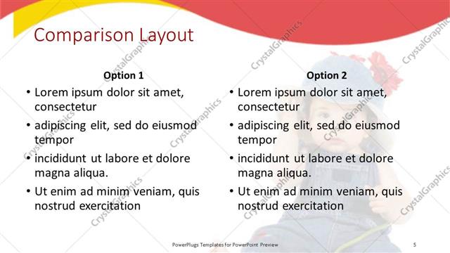 Comparison presentation slide layout