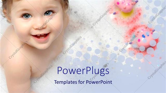  Presentation with baby girl - Baby girl smiling in bathtub with two pink toys