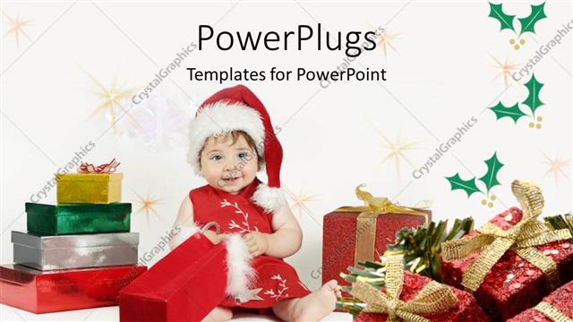  Presentation with festival - Baby girl wearing red and white dress and cap