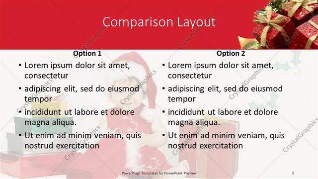 Comparison presentation slide layout