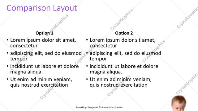 Comparison presentation slide layout
