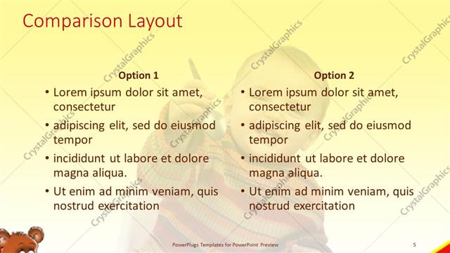 Comparison presentation slide layout