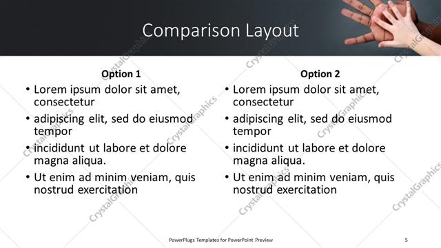 Comparison presentation slide layout