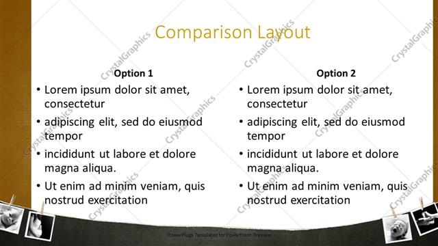Comparison presentation slide layout