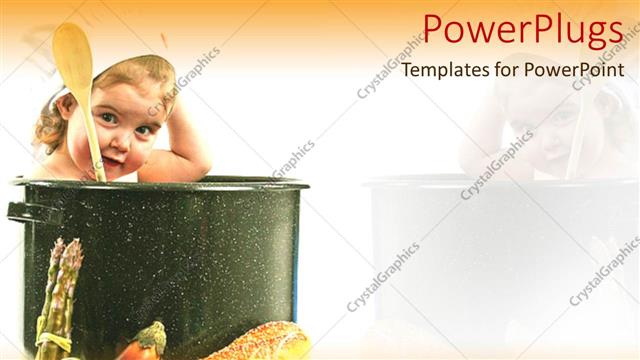  Presentation with chef - Baby wearing a chef hat in a big pot