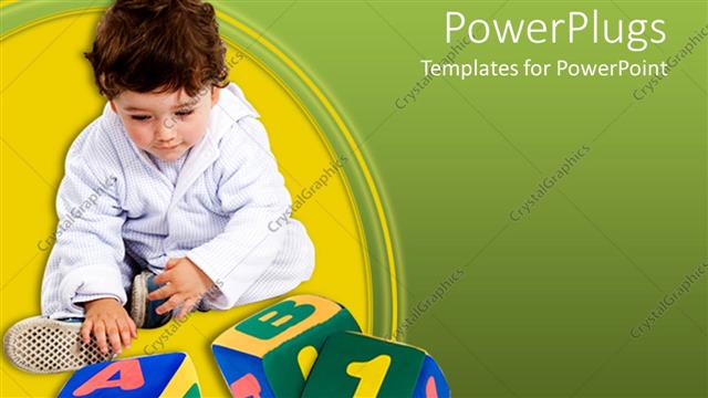  Presentation with baby blocks - Baby in white playing with number and alphabet blocks