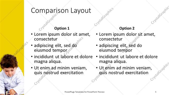 Comparison presentation slide layout