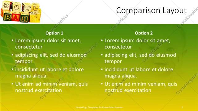 Comparison presentation slide layout
