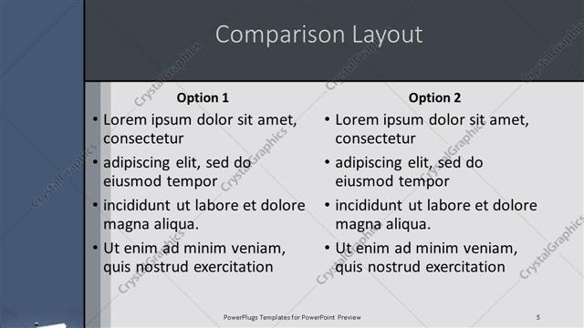 Comparison presentation slide layout