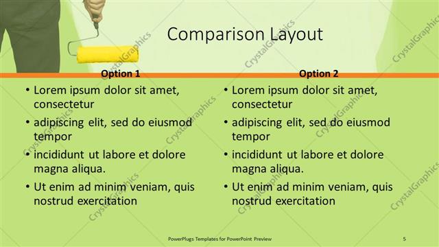 Comparison presentation slide layout