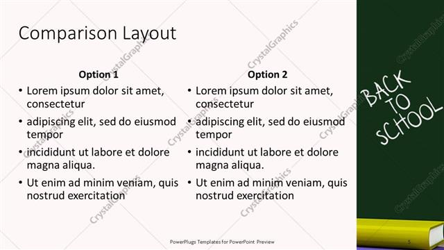 Comparison presentation slide layout