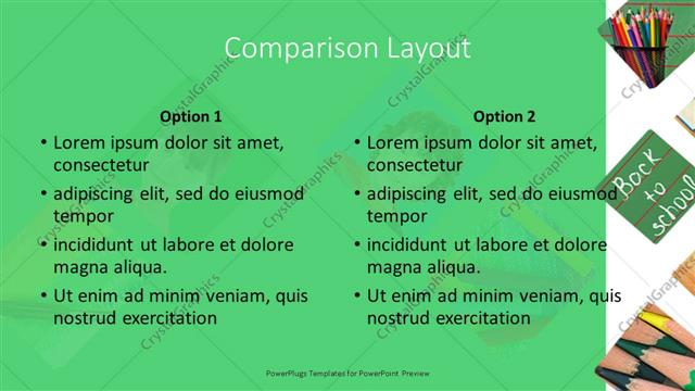 Comparison presentation slide layout