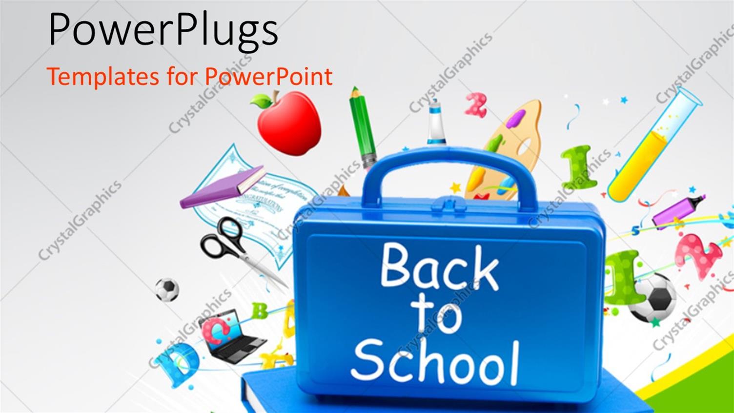 Featuring Back to School Concept with Blue Briefcase Over the Book and other Educational Material in the Background