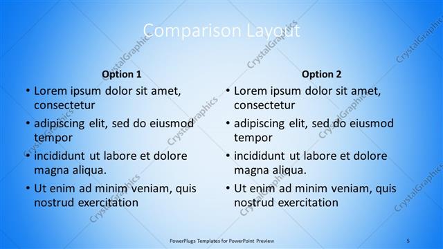 Comparison presentation slide layout