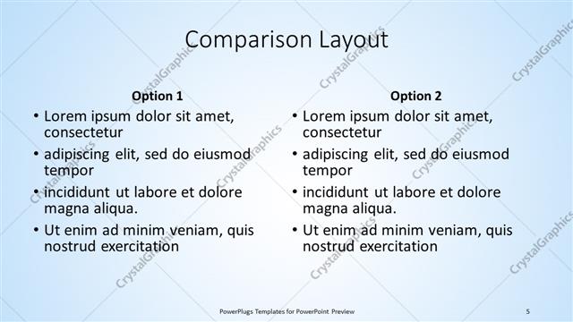 Comparison presentation slide layout