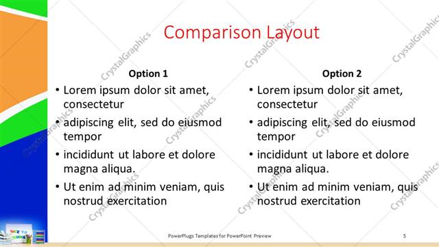 Comparison presentation slide layout