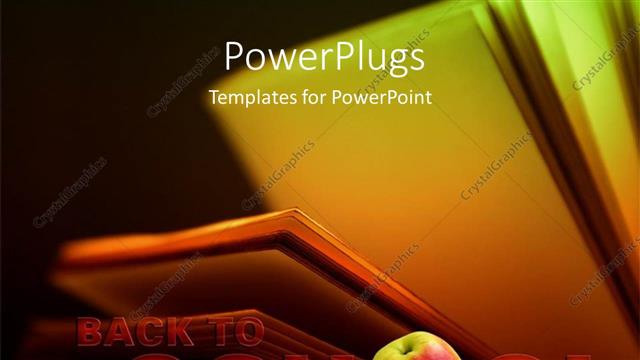  Presentation with apple - Back to school depiction with open book and apple in black background