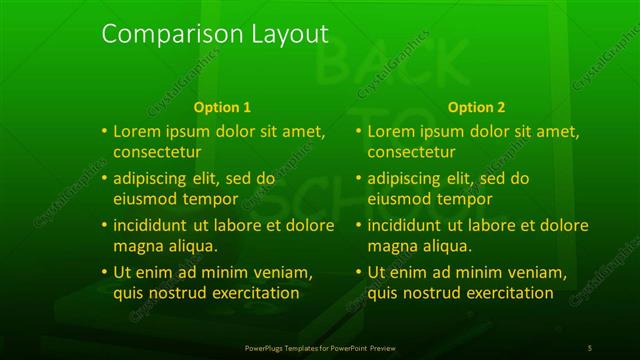 Comparison presentation slide layout