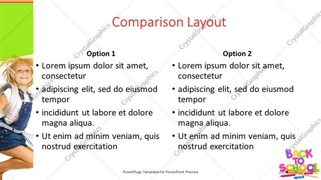 Comparison presentation slide layout