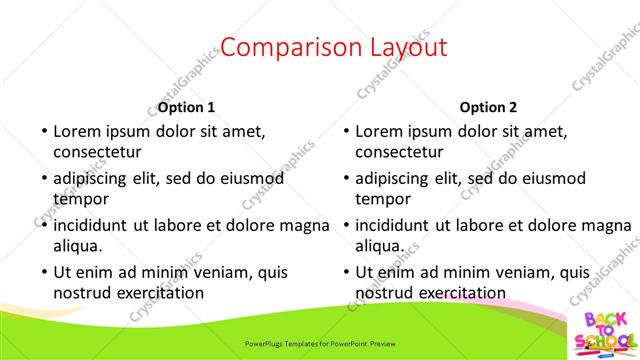 Comparison presentation slide layout