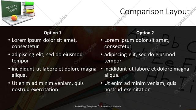 Comparison presentation slide layout