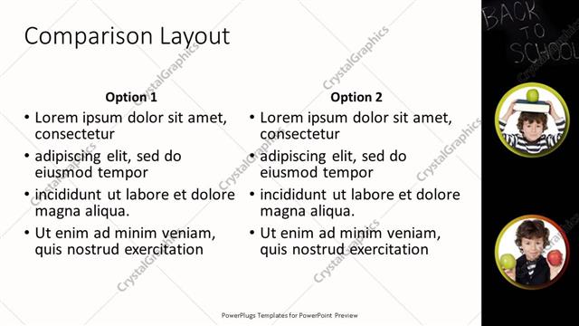 Comparison presentation slide layout