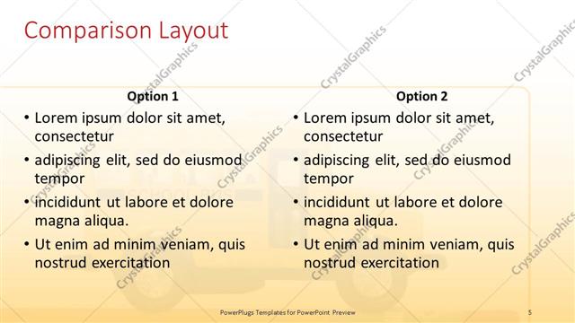 Comparison presentation slide layout