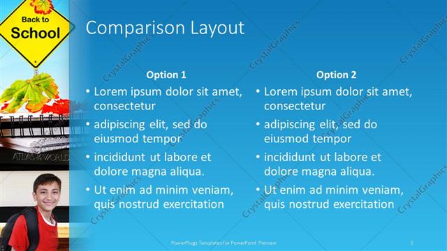 Comparison presentation slide layout