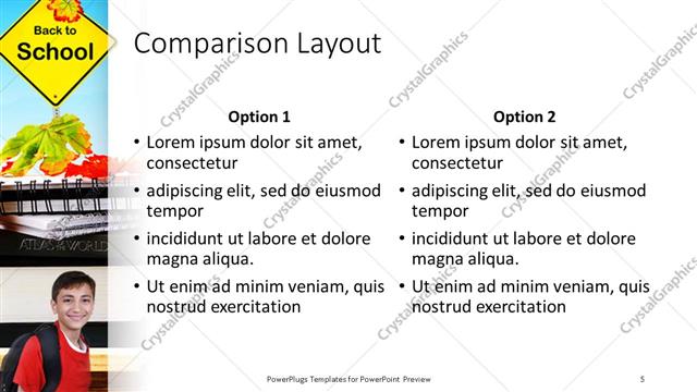 Comparison presentation slide layout