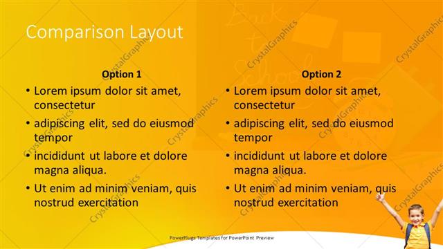 Comparison presentation slide layout