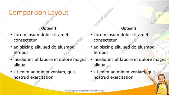 Comparison presentation slide layout