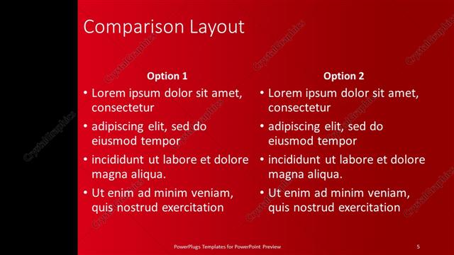 Comparison presentation slide layout