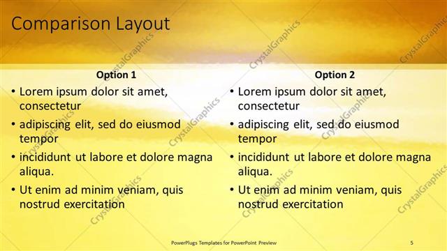 Comparison presentation slide layout