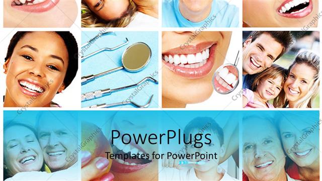  Presentation with perfect - Background filled with icons depicting smiling people with perfect white smiles