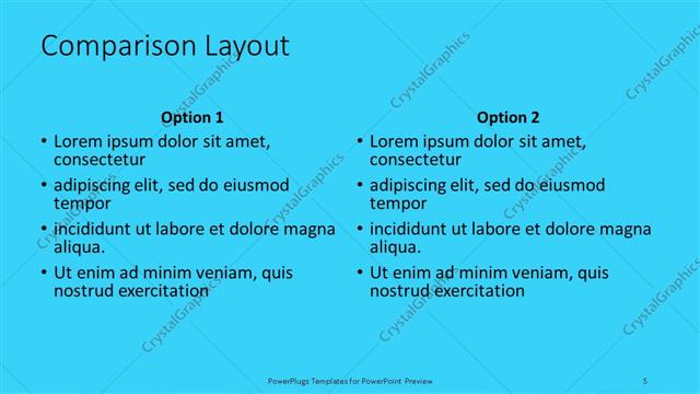 Comparison presentation slide layout