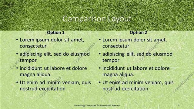 Comparison presentation slide layout