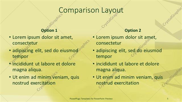 Comparison presentation slide layout