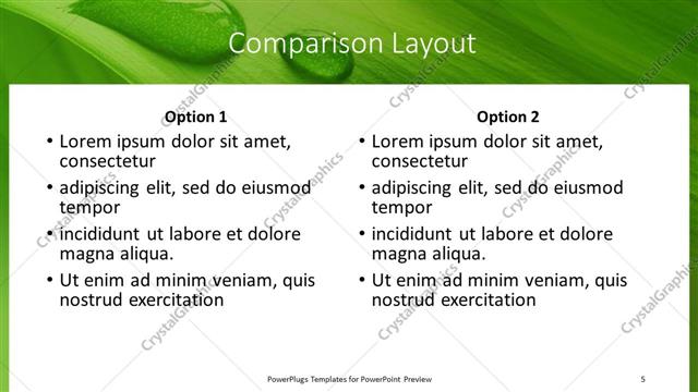 Comparison presentation slide layout