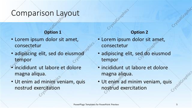 Comparison presentation slide layout