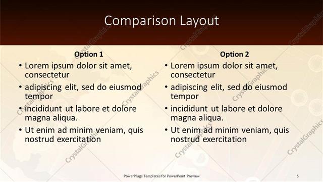 Comparison presentation slide layout