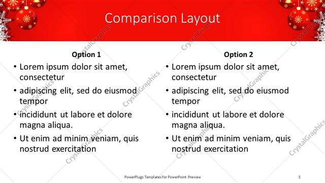 Comparison presentation slide layout