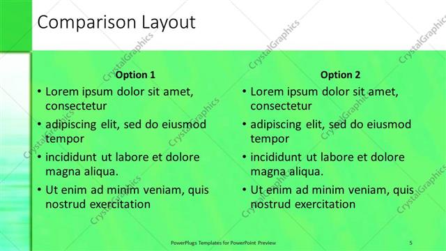 Comparison presentation slide layout